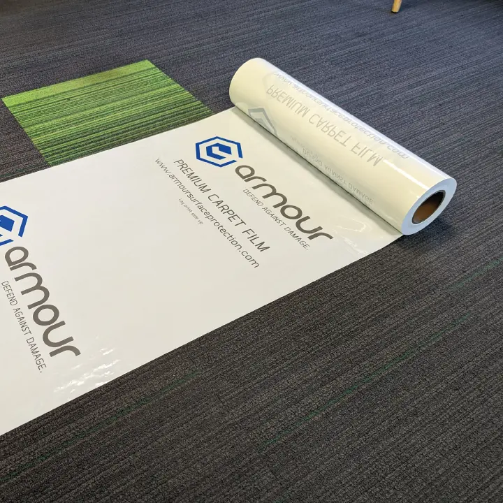 Image of Armour Premium Carpet Film for jobsite carpet protection blog by Axiom, jobsite surface protection supplier to Canada/ North America construction professionals