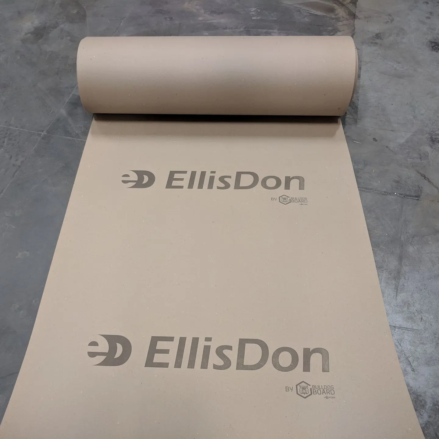 EllisDon Construction Custom Printed Bulldog Board Temporary Floor Protection