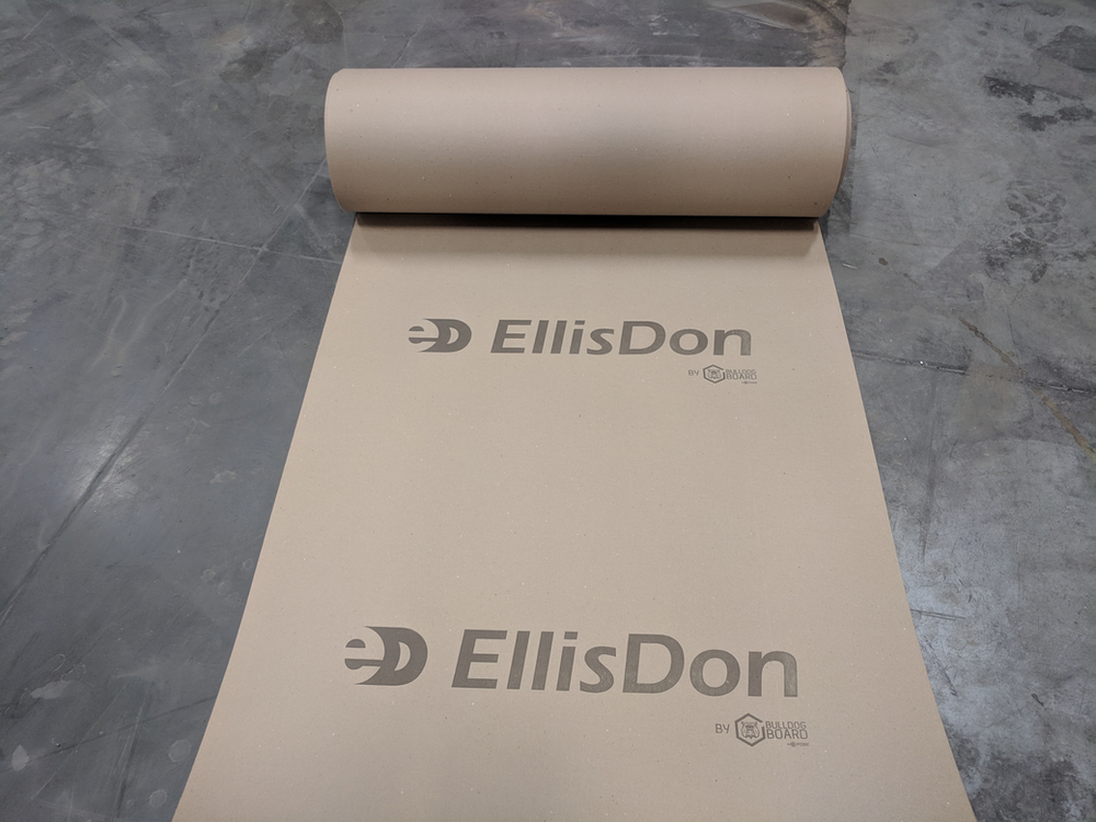 EllisDon Construction Custom Printed Bulldog Board Temporary Floor Protection