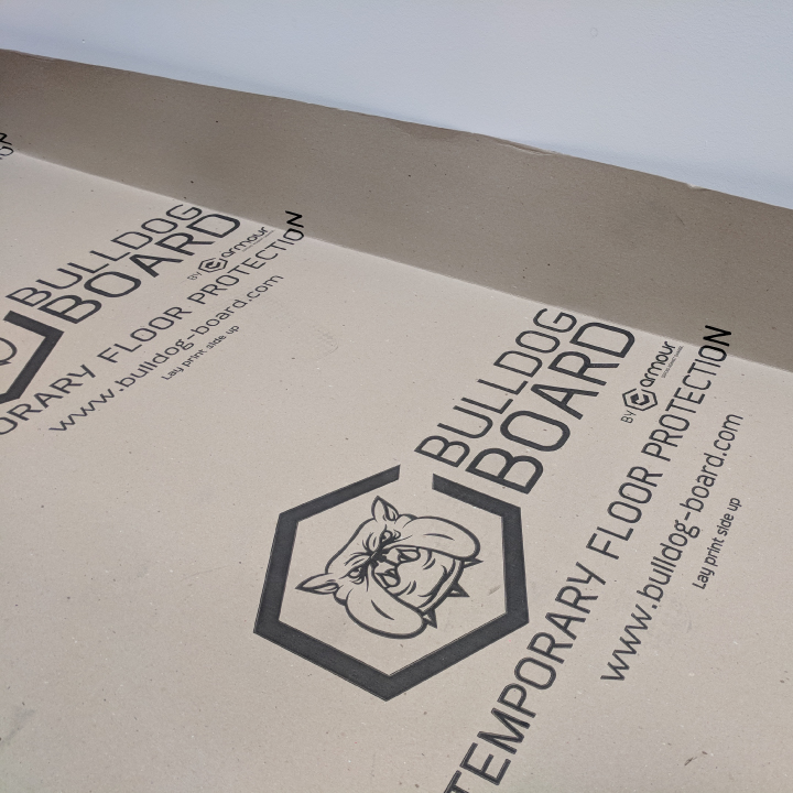 Image of Bulldog Board Armour Wall Protection for jobsite floor protection Bulldog Board price vs quality blog by Axiom, supplier to Canada/ North America construction professionals