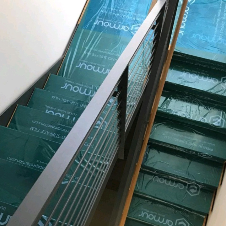 Image of Armour Premium Hard Surface Film for jobsite stair protection blog by Axiom, supplier to Canada/ North America construction professionals