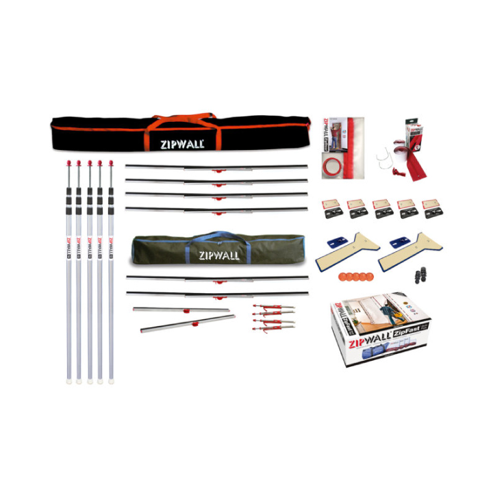 Image of Zipwall Dust Barrier Toolkit for jobsite dust control blog by Axiom, jobsite surface protection supplier to Canada/ North America construction professionals