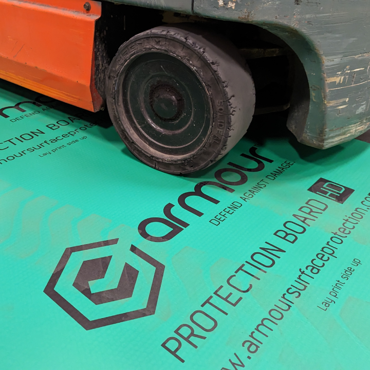 Armour Protection Board - Green HD with forklift traffic for Axiom Surface Protection blog