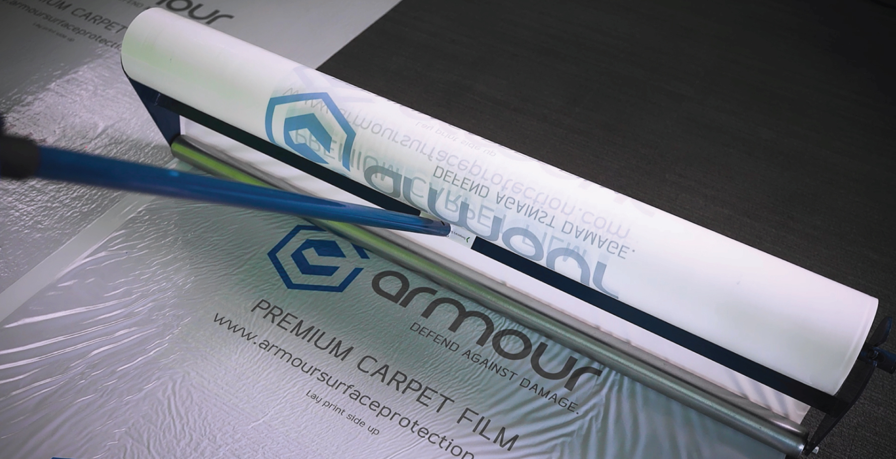 Image of Armour Premium Carpet Film for jobsite carpet protection blog by Axiom, jobsite surface protection supplier to Canada/ North America construction professionals