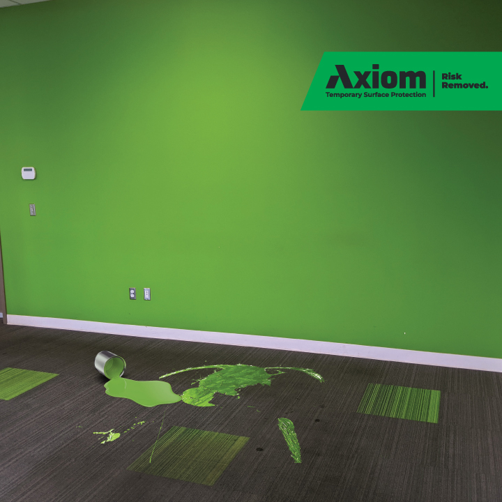 Image of paint spill on carpet for maximizing jobsite profit blog by Axiom, supplier to Canada/ North America construction professionals