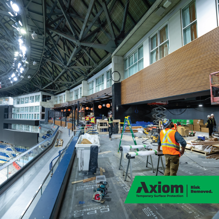 Image of Rogers Place Floor Protection for jobsite causes of surface damage blog by Axiom, supplier to Canada/ North America construction professionals