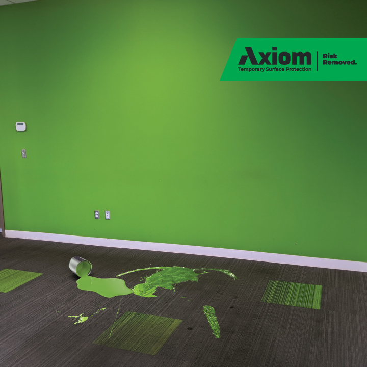 Image of Paint Spill On Carpet for jobsite causes of surface damage blog by Axiom, supplier to Canada/ North America construction professionals