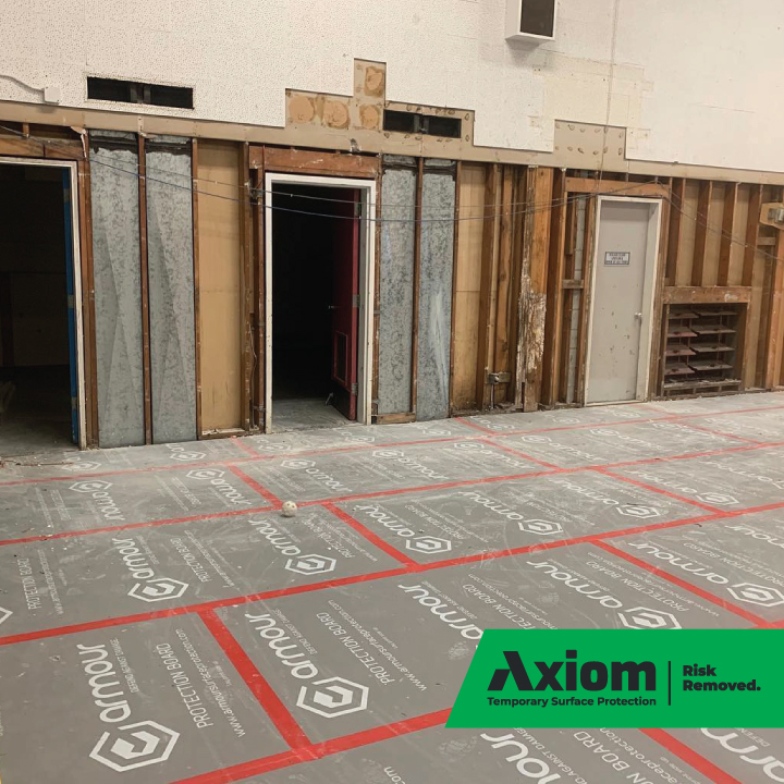 Image of Armour Protection Board - Grey Elevator Lobby Protection for high-traffic area surface protection blog by Axiom, supplier to Canada/ North America construction professionals
